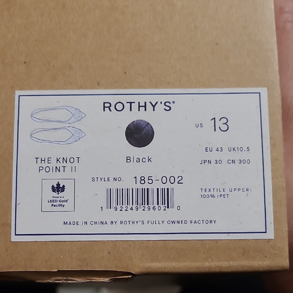 Rothys Knot Point II Flats In Women's Size 13 - Black